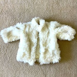 Furry fuzzy White faux fur Rave Club 90s y2k jacket XS